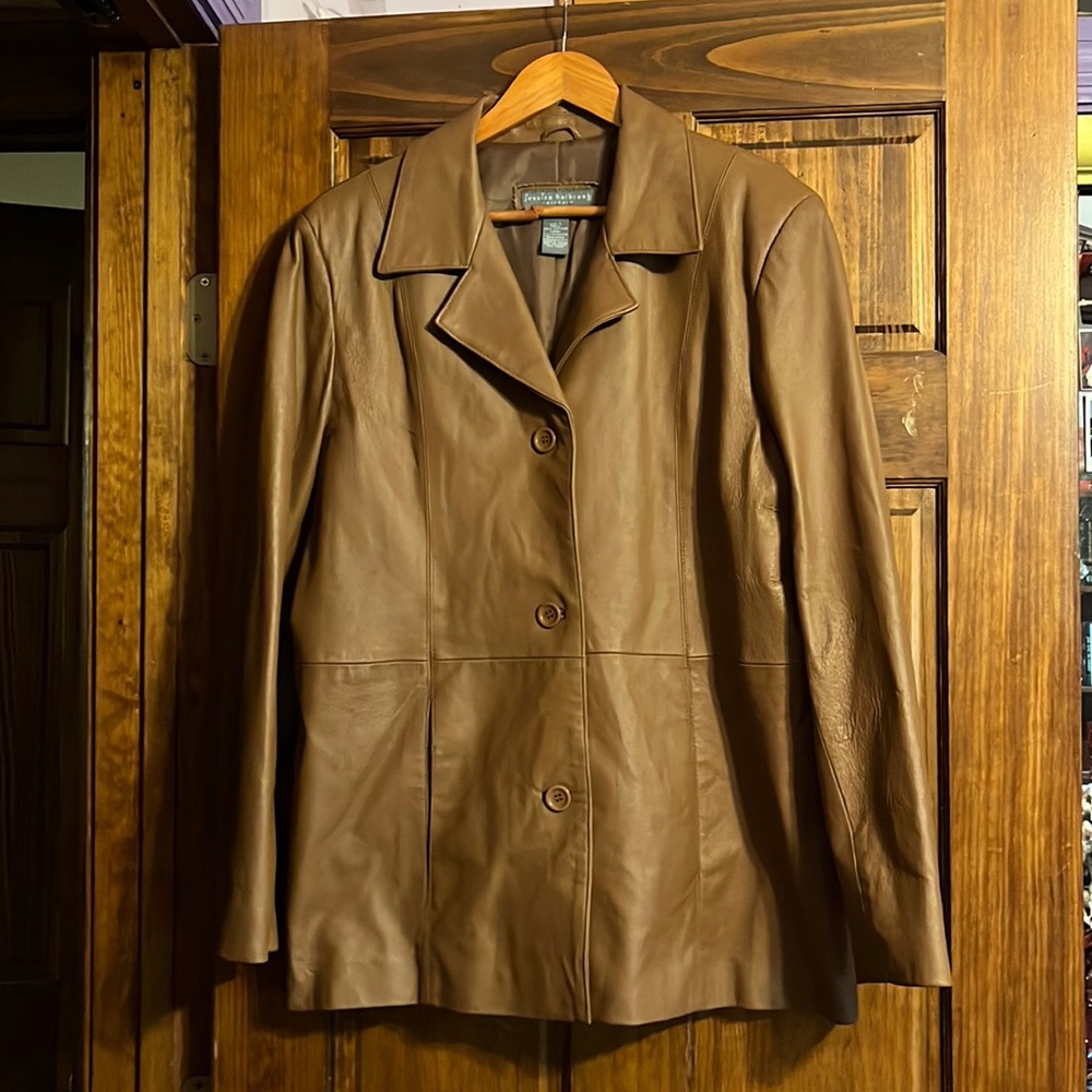 Brown leather jacket